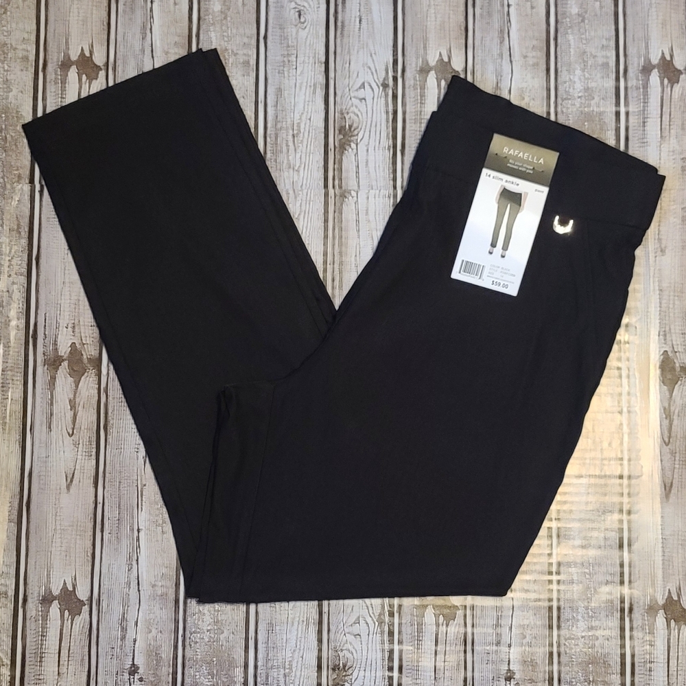 2 For $18 NWT Rafaella Sz 14 Black Slim Ankle Pants